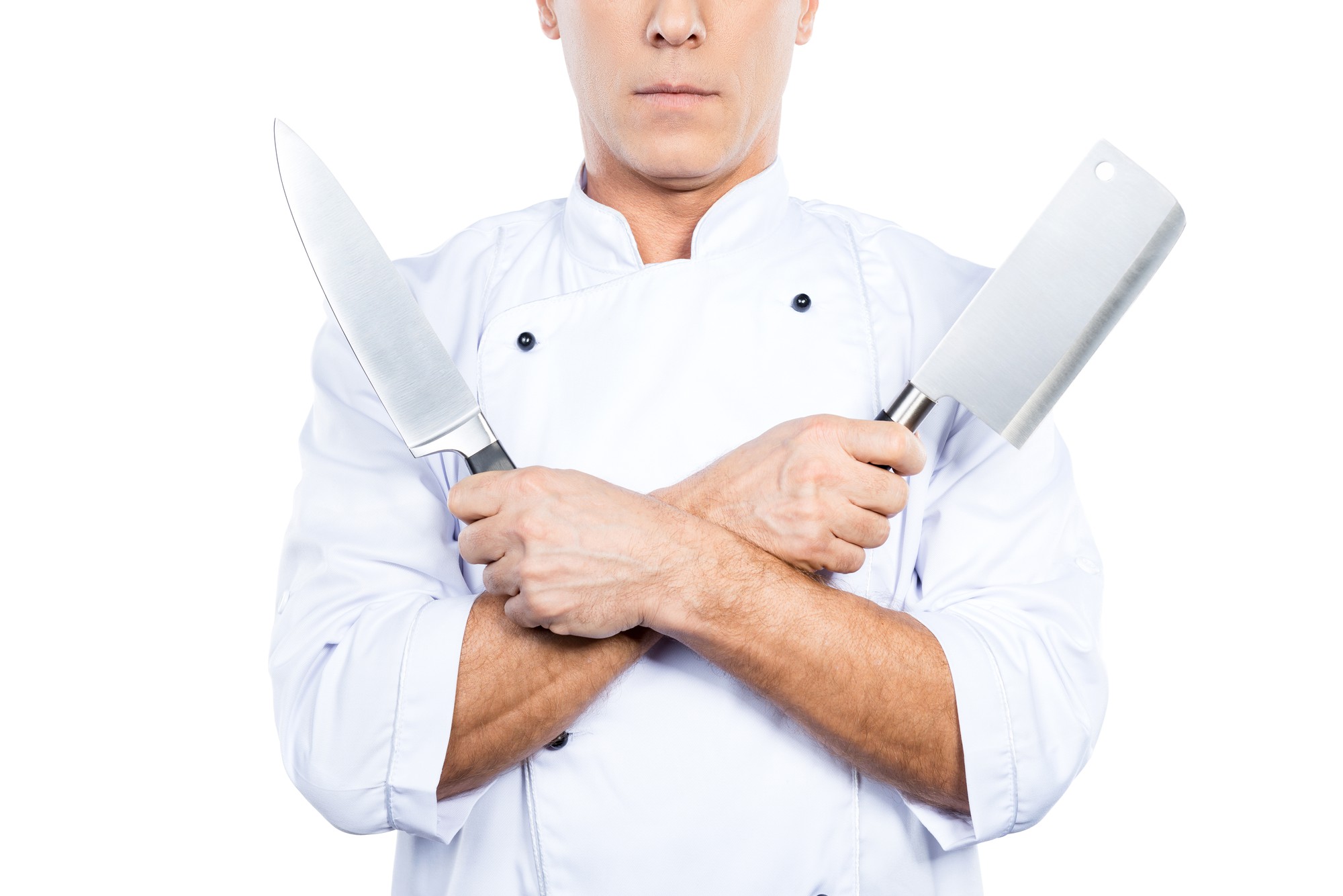 Chef che mostra tecnica di taglio
